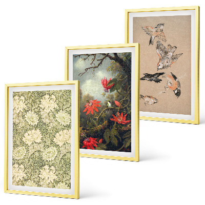 Composizione di quadri Fiori uccelli natura