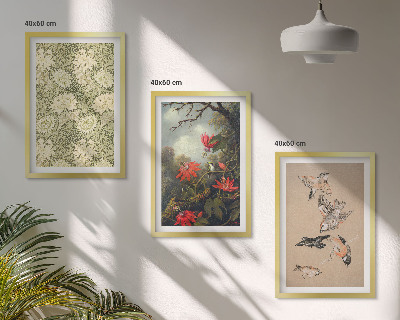 Composizione di quadri Fiori uccelli natura