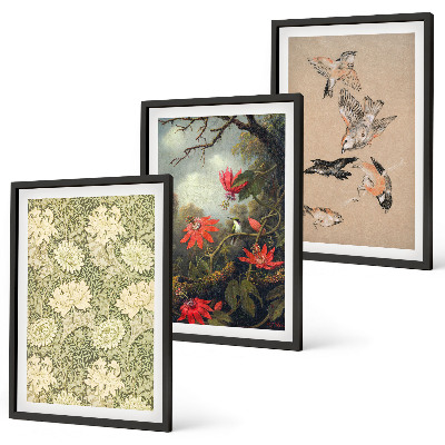 Composizione di quadri Fiori uccelli natura