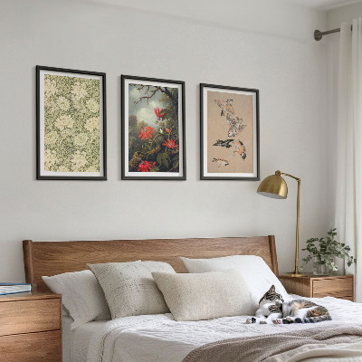 Composizione di quadri Fiori uccelli natura