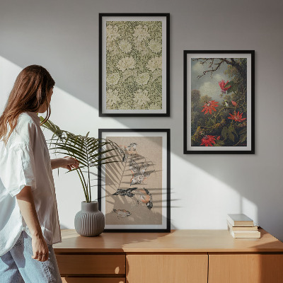 Composizione di quadri Fiori uccelli natura