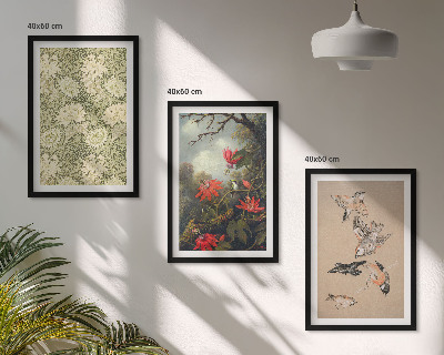 Composizione di quadri Fiori uccelli natura