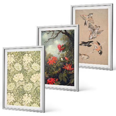 Composizione di quadri Fiori uccelli natura