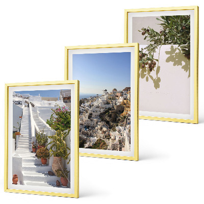 Set di quadri incorniciati Scale bianche con vista su Santorini