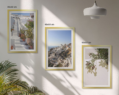 Set di quadri incorniciati Scale bianche con vista su Santorini