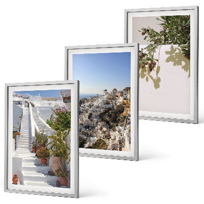 Set di quadri incorniciati Scale bianche con vista su Santorini