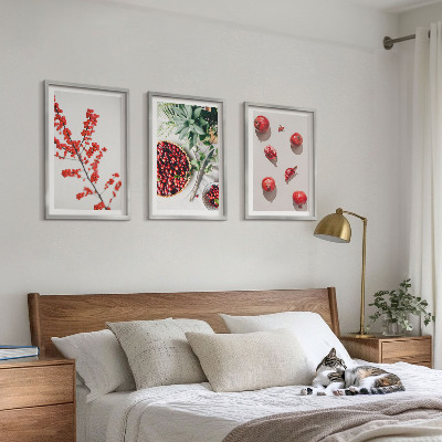 Set di 3 quadri Frutti rossi delle piante minimalismo