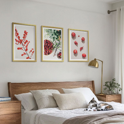 Set di 3 quadri Frutti rossi delle piante minimalismo