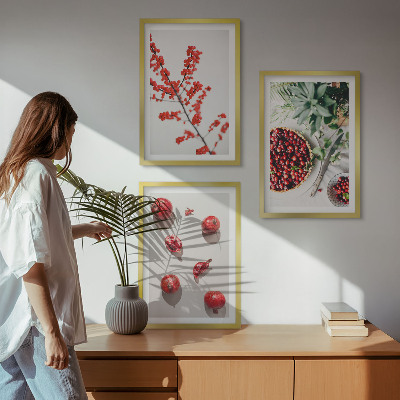 Set di 3 quadri Frutti rossi delle piante minimalismo