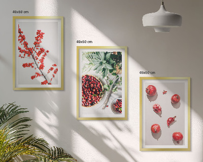 Set di 3 quadri Frutti rossi delle piante minimalismo