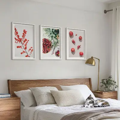 Set di 3 quadri con illustrazione minimalista di frutti rossi