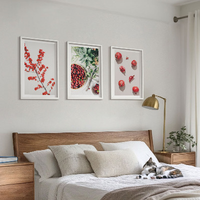 Set di 3 quadri Frutti rossi delle piante minimalismo