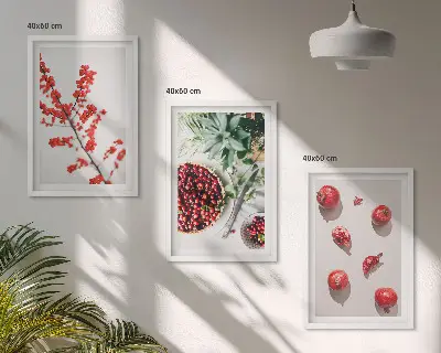 Set di 3 quadri con illustrazione minimalista di frutti rossi