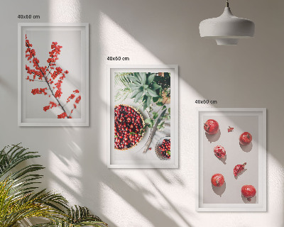 Set di 3 quadri Frutti rossi delle piante minimalismo