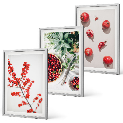 Set di 3 quadri Frutti rossi delle piante minimalismo