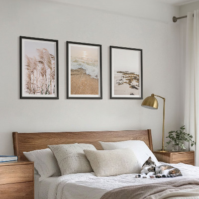 Set di 3 quadri Spiaggia erba onde pietre boho