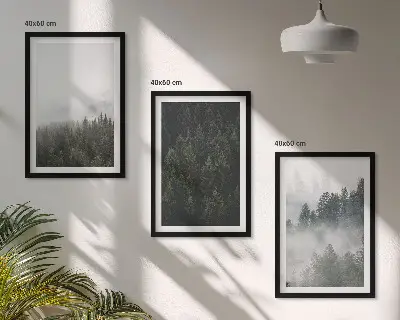 Set di quadri incorniciati con stampa di foreste verdi nella nebbia