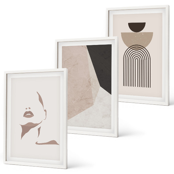 Set di 3 quadri Forme astratte del viso