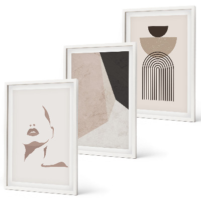 Set di 3 quadri Forme astratte del viso