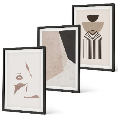 Set di 3 quadri Forme astratte del viso