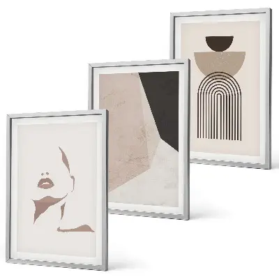 Set di 3 quadri con forme astratte del viso