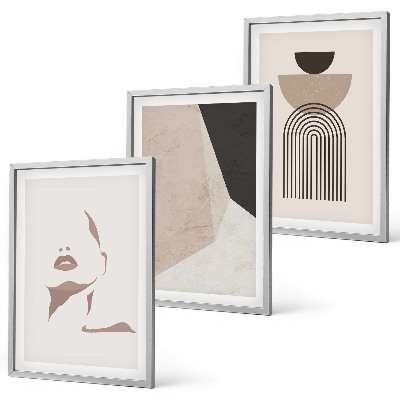 Set di 3 quadri Forme astratte del viso