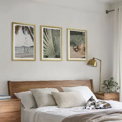 Set di 3 quadri altalena da spiaggia tra le foglie