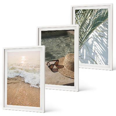 Set di quadri incorniciati Cappello da spiaggia, occhiali da sole