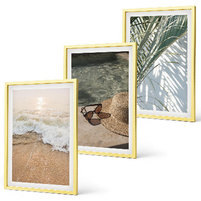 Set di quadri incorniciati Cappello da spiaggia, occhiali da sole