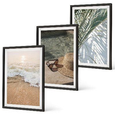 Set di quadri incorniciati Cappello da spiaggia, occhiali da sole