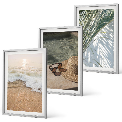 Set di quadri incorniciati Cappello da spiaggia, occhiali da sole