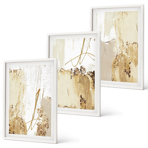Set di quadri incorniciati Motivi astratti beige e bianchi