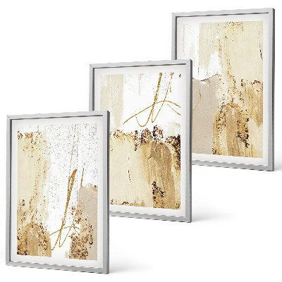 Set di quadri incorniciati Motivi astratti beige e bianchi