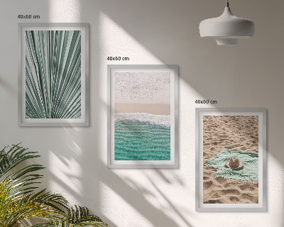 Set di 3 quadri Vacanze, vista sulla spiaggia e sul mare