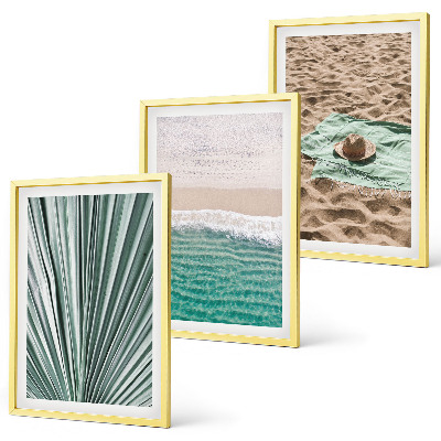 Set di 3 quadri Vacanze, vista sulla spiaggia e sul mare