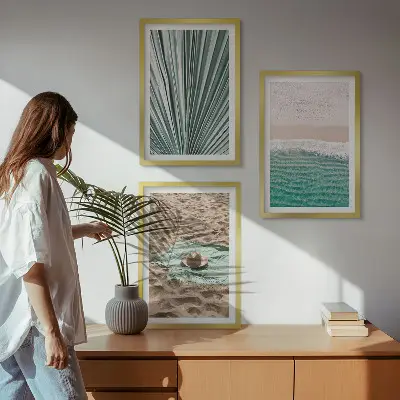 Set di 3 quadri con vista su vacanze, spiaggia e mare