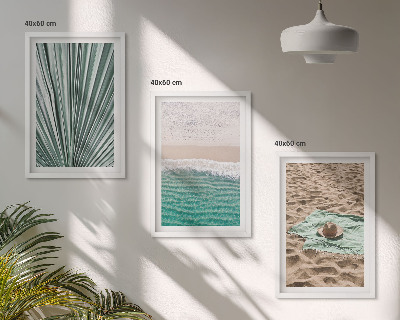 Set di 3 quadri Vacanze, vista sulla spiaggia e sul mare