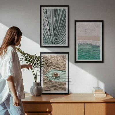 Set di 3 quadri Vacanze, vista sulla spiaggia e sul mare