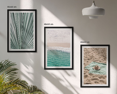 Set di 3 quadri Vacanze, vista sulla spiaggia e sul mare