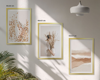 Set di quadri incorniciati Motivi floreali rustici in stile boho