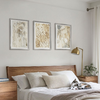 Set di 3 quadri Motivi astratti beige e grigi