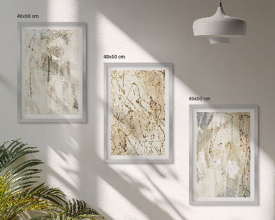 Set di 3 quadri Motivi astratti beige e grigi
