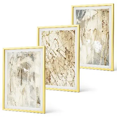 Set di 3 quadri con motivi astratti in beige e grigio