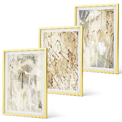 Set di 3 quadri Motivi astratti beige e grigi