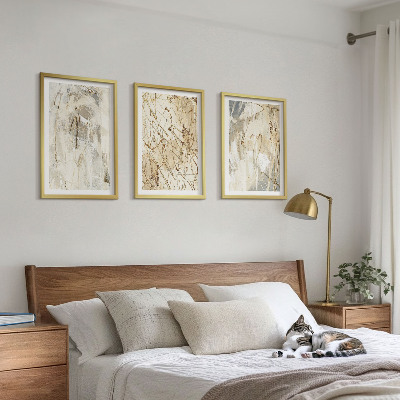 Set di 3 quadri Motivi astratti beige e grigi