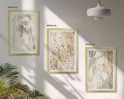 Set di 3 quadri Motivi astratti beige e grigi