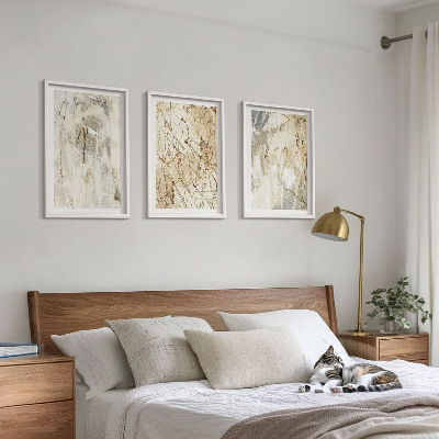 Set di 3 quadri Motivi astratti beige e grigi