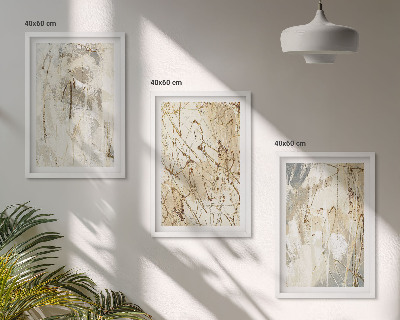 Set di 3 quadri Motivi astratti beige e grigi