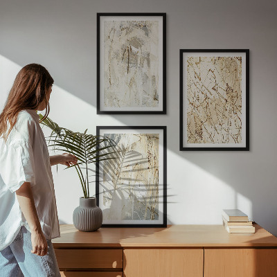Set di 3 quadri Motivi astratti beige e grigi