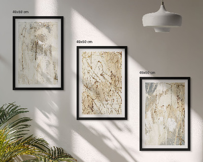 Set di 3 quadri Motivi astratti beige e grigi